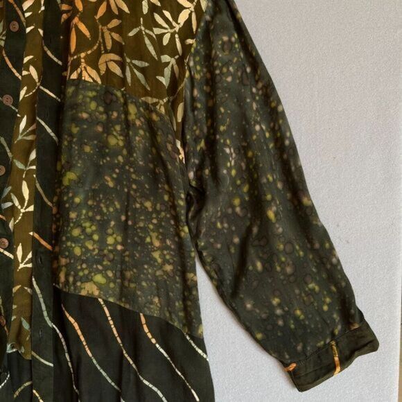 Vintage We Be Bop Tunic Top Set Sz 3x‎ Brown Floral Lagenlook Hippie Art To Wear - Picture 3 of 14